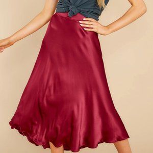NWT Satin Midi Skirt in Wine Color
